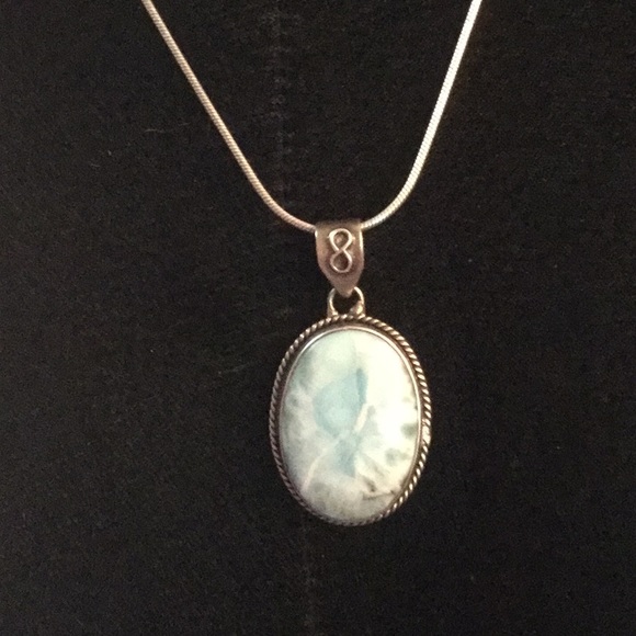 Estate Sale Jewelry - Genuine Larimar Sterling Silver Estate Pendant